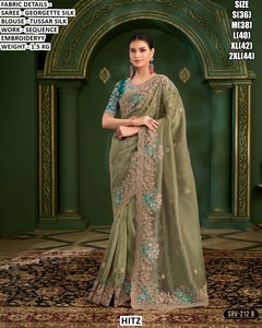 Blusa Tradicional Bordada para Mujer Hemlata, Viscosa, Corte Regular, para Invierno, Diwali, Bodas y Fiestas, Sin Arrugas - Product Image 3