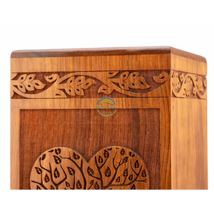AYAANS Rosewood wooden Hand Carved Wooden Hot Selling cremation Urn Box for Adult Ashes Wholesale Cremation Urns (6X6X11)IN - Product Image 6