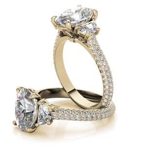 Bague de fiançailles ovale et demi-lune en or pur 14k 18k avec diamants de laboratoire pavés, certifiée IGI, qualité VS1, couleur D, pour femmes et filles - Product Image 6
