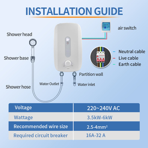 เครื่องทำน้ำอุ่นไฟฟ้าแบบทันที ประหยัดพลังงาน LED ควบคุมด้วยระบบหมุน 220V 5500W พร้อมระบบป้องกันความร้อนเกิน เหมาะสำหรับห้องน้ำ ฝักบัว IP - Product Image 3