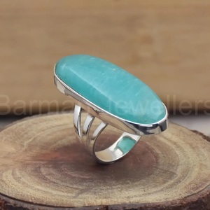 Anillo de Amazonita Natural en Plata de Ley 925, Joyería Artesanal con Piedras Preciosas, Anillo Estilo Boho - Product Image 3
