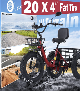 Triciclo eléctrico plegable para adultos, triciclo eléctrico de 3 ruedas, bicicleta eléctrica con autonomía de 90 km, triciclo eléctrico con batería de litio de 48V 15.6AH 20 - Product Image 4