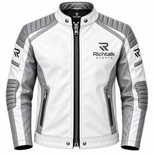 Chaqueta de Motociclista de Cuero Genuino Ecológica, Nueva Llegada, Superventas, para Hombre, con Cierre de Cremallera, Estilo Moto, Impermeable y Resistente al Viento - Product Image 1