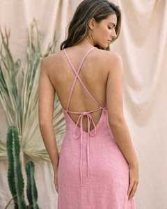 Women Linen Maxi Dress Backless Criss Cross Strap <b>Tie</b> <b>Back</b> A-Line Summer Dress Sleeveless Casual Beach Dress - Product Image 5