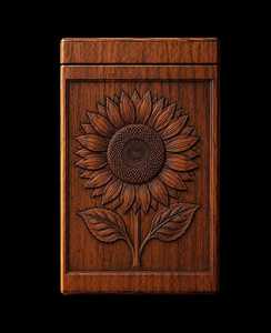 Boîte en bois sculptée à la main en forme de tournesol, décoration murale rectangulaire pour la maison, thème floral - Product Image 1