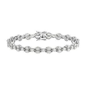 Bracelet chaîne en diamant taille marquise, argent 925 plaqué rhodium, bijoux de luxe pour femme, pour mariage - Product Image 1