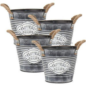 Ready <b>Stock</b> of 5 Pieces Galvanized Planters Set Five Different Sizes Trending Bohemian Planters & Flower <b>Pots</b> for Garden Decors - Product Image 3