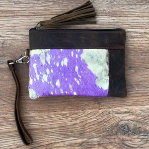 New Real Handmade Metallic Zipper Clutch <b>Small</b> Wristlet Cowhide Leather <b>Wallet</b> Rainbow Clutches With Tassel Women Stylish <b>Wallet</b> - Product Image 5