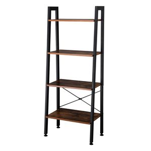 Scaffale a 4 livelli in acciaio stile industriale rustico, a forma di scala, per bagno, soggiorno, librerie e scaffalature portaoggetti - Product Image 3