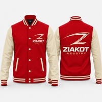 Veste Bomber Varsity Letterman Bicolore Rouge et Noir à Boutons Pression Personnalisée pour l'Industrie Ziakot – Vente en Gros Directe