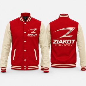 Veste Bomber Varsity Letterman Bicolore Rouge et Noir à Boutons Pression Personnalisée pour l'Industrie Ziakot – Vente en Gros Directe - Product Image 4