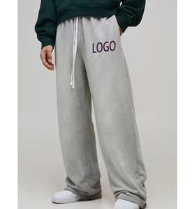 Nouveau Pantalon de survêtement vintage en coton épais 2026, personnalisé, délavé à l'acide, effet vieilli, coupe oversize, avec impression en relief, pour streetwear et activités de plein air - Product Image 1
