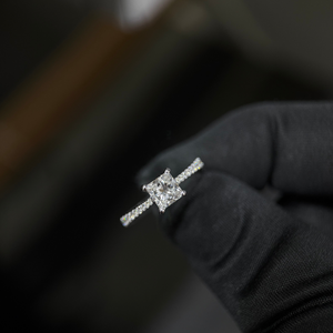 Luxury Princess Cut Diamond Ring 1.00 Ct Center with Round Side <b>Stones</b> 14K Gold IGI Certified Bridal Engagement Jewelry - Product Image 1