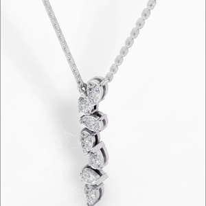 สร้อยคอเจ้าสาวสำหรับงานแต่งงาน ประดับเพชรทรงหยดน้ำและทรงกลมแบบจำลอง ดีไซน์ระย้าสวยงาม วัสดุเงินแท้ 925 - Product Image 1