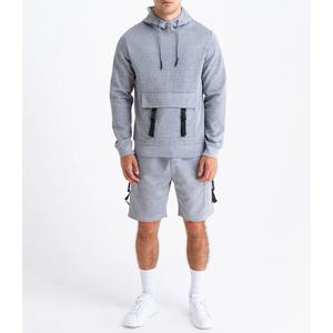 Ensemble sweat à capuche et short personnalisé, nouvelle collection 2026, avec poche à rabat avant et sangle, style décontracté, en molleton 100% coton, survêtement streetwear - Product Image 1