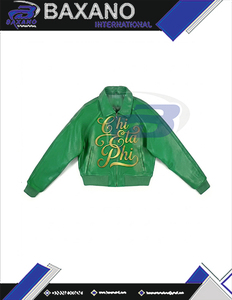 Veste universitaire personnalisée Chi Eta Phi en cuir PU vert pour femmes, veste d'hiver respirante et coupe-vent pour la sororité CEPhi - Product Image 5