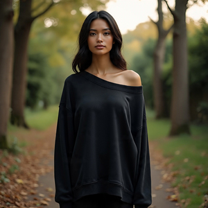 Sweat-shirt à épaules dénudées pour femme, style ample, pull décontracté à manches longues, haut confortable pour un look décontracté au quotidien - Product Image 6