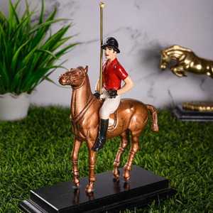 Luxuria Handmade Brass Polo Player <b>Figure</b> Horse Traditional Animal Sculpture Modern Eco-Friendly Tabletop Decor for Living Room - Product Image 3