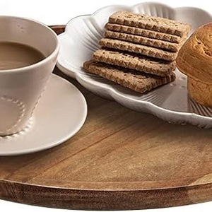 Juego de bandejas redondas de madera con florero de vidrio y vela decorativa |   Bandeja para Mesa de Centro para Decoración del Hogar - Product Image 2