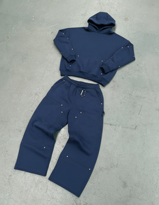 Ensemble de survêtement surdimensionné 2 pièces personnalisé pour hommes et femmes, sweat à capuche zippé avec étoile en strass et pantalon de jogging à jambes larges, disponible en trois couleurs - Product Image 5