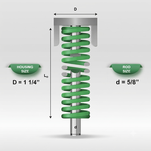 Mollificio Bordignon Green Die Spring USV de Sección Ovalada con Carcasa de Carga Extra Pesada, Diámetro: 1 1/4, Diámetro de la Varilla: 5/8 - Product Image 1