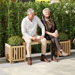 Panca da Esterno 2-in-1 in Legno di Abete con 2 Fioriere per Giardino e Prato, Arredo da Giardino Resistente - Product Image 5