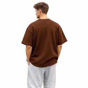 Custom Logo <b>Waffle</b> Knit Oversized T <b>Shirt</b> Men Drop Shoulder Streetwear Textured Fashion Were T <b>Shirt</b> - Product Image 3