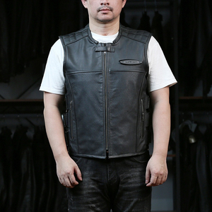 New Casual Winter Outdoor Sports Motorcycle Waistcoat Genuine <b>Leather</b> <b>Sleeveless</b> <b>Jacket</b> Waterproof Quick Dry Men's - Product Image 3