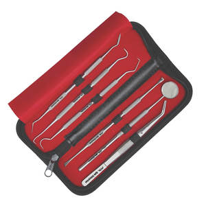 Kit d'hygiène dentaire professionnel pour un soin buccal en profondeur avec un nettoyeur de gencives, un détartreur en forme de faucille, une sonde dentaire, un grattoir à tartre et un miroir buccal - Product Image 6