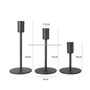 Vente en Gros de Décoration de Table Bougeoir Cône sur Pied Chandelier en Métal Noir Candélabre Vintage - Product Image 3