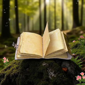 Journal en cuir fait main, couverture rigide vintage, gravé, Grimoire de pierre avec motifs mascotte d'amour et fleurs - Product Image 5