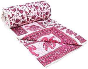 Couette pour lit simple en coton pur 400 fils, imprimé jaipuri jaune, légère, douce, faite à la main, style bohème, 85 x 55 pouces - Product Image 2