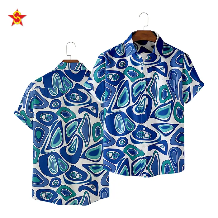 V 넥 칼라 트렌드 스타일 OEM/ODM 여름 휴가 남성 셔츠 제조 하와이 셔츠 베트남