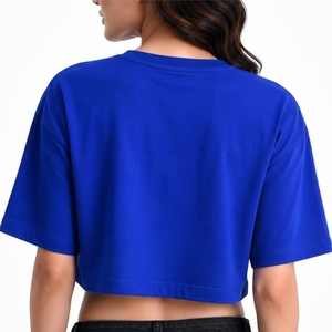 Custom Women's <b>Crop</b> <b>Top</b> Premium Crew Neck Short Sleeve Letter Print Loose Fit Casual Stretch Breathable Comfortable For <b>Crop</b> <b>Top</b> - Product Image 4