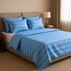 Parure de lit 300 TC King Satin Rayé 2CM, rayures satinées moyennes 2CM, pour hôtel et maison, comprenant taie d'oreiller et housse de couette - Product Image 3