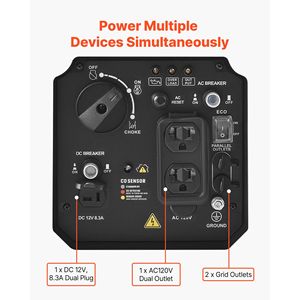 Generatore Inverter Portatile Silenzioso da 2900W di Potenza di Picco, Alimentato a Gas, Uscita 24V DC e AC per Uso Domestico, Design Compatto - Product Image 5
