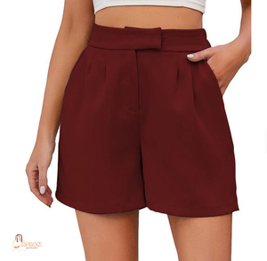 Women's Summer Vintage 100% Cotton <b>Canvas</b> Cute Casual Shorts with Side Pockets High Waist Elastic <b>Back</b> - Product Image 1