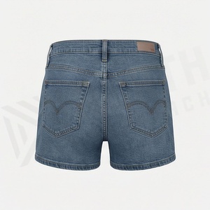 Shorts en jean pour femme, taille mi-haute, très extensibles, déchirés, délavage stone wash, qualité supérieure, style décontracté, pour l'été - Product Image 2