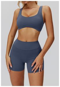 Soutien-gorge de sport confortable pour femme, col ras du cou, maintien moyen, pour yoga et activités sportives, couleur unie, bretelles réglables - Product Image 6