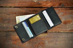 Cartera triple de cuero personalizada para hombre RFID característica hecha a mano de longitud corta regalo de Navidad especial para papá hijo - Product Image 2