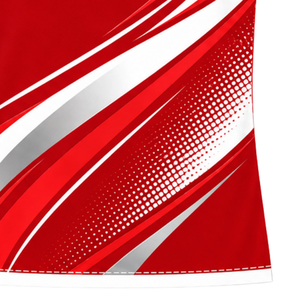 Maillot de compression athlétique personnalisé rouge et blanc à manches courtes, col ras du cou, motif vague, pour entraînement de performance et sports nautiques - Product Image 6