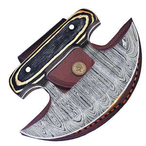 Cuchillo Ulu Alaskan de Acero de Damasco Forjado a Mano con Mango Personalizado de Madera Pakka, Mezzaluna, Picador de Hierbas, Cortador de Pizza - Product Image 2