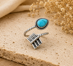 Kingman Mohave Turquoise Silver <b>Open</b> <b>Ring</b> Handmade Southwest Western Boho Jewelry Band for Women Statement <b>Ring</b> Gift - Product Image 6