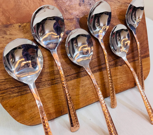 Cuillère de service de luxe en acier inoxydable 304 pour buffet d'hôtel, grande cuillère à soupe avec manche martelé - Product Image 5
