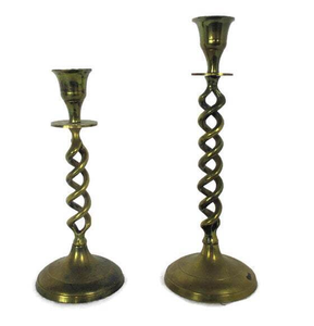 Portavelas de Latón y Aluminio Antiguo Vintage, Juego de 2, para Decoración del Hogar, Acabado en Latón, Fundido a Mano, Personalizado - Product Image 5