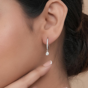 Pendientes de Diamantes Cultivados en Laboratorio con Forma de Pera, 0.68 CTW, Aro Redondo con Colgante en Forma de Pera, Color D-E-F, Diamantes VVS2, Joyería de Regalo para Mujer - Product Image 2