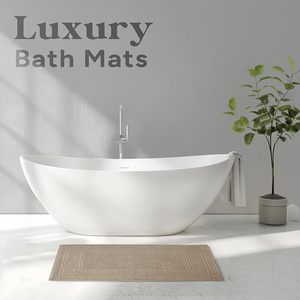 Ensemble de tapis de bain en coton épais, beige uni, rectangulaire, antidérapant, tapis de sol tissé pour usage domestique, lavable en machine - Product Image 5