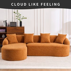 Divano a 3 Posti LingYu022 in Memory Foam Arancione, Seduta Profonda, Design Moderno, Facile da Trasportare, Senza Installazione, per Soggiorno - Product Image 2