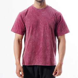 T-shirt délavé pour homme 100 % coton, style vintage usé, col rond, manches courtes, décontracté, streetwear, respirant, séchage rapide - Product Image 1