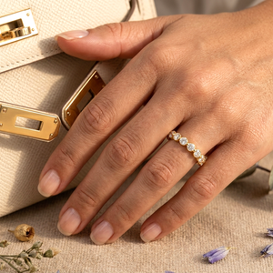 Anillo de Boda de Diamantes Redondos, Anillo Apilable de Oro para Aniversario, para Mujer - Product Image 6